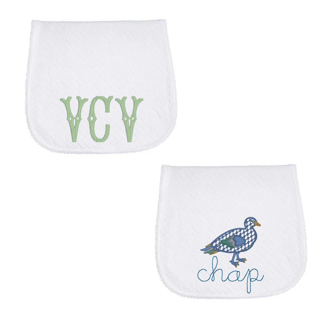 Kali Hansley, White Seersucker Stripe Set of 2 BurpCloths