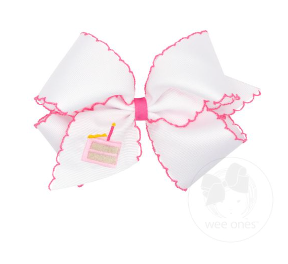 King Moonstitch Bow, Embroidered Birthday Cake