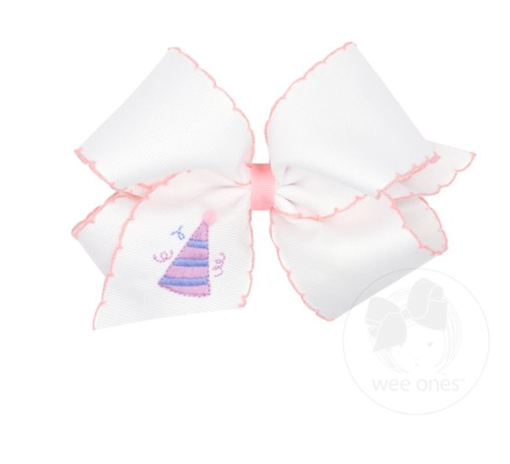 King Moonstitch Bow, Embroidered Birthday Hat