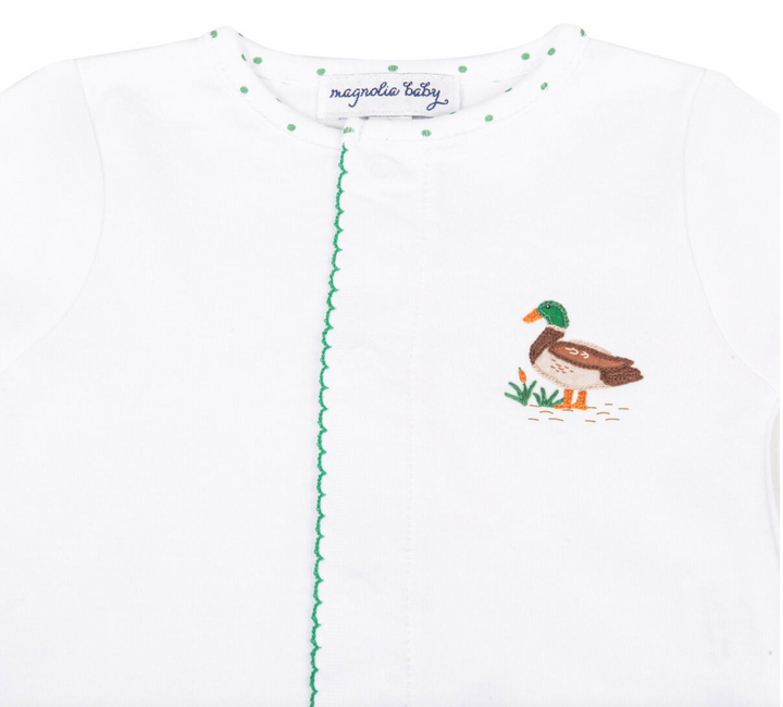 Mallard Pond Green Embroidered Diaper Cover Set