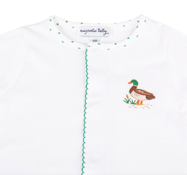 Mallard Green Pond Embroidered Footie