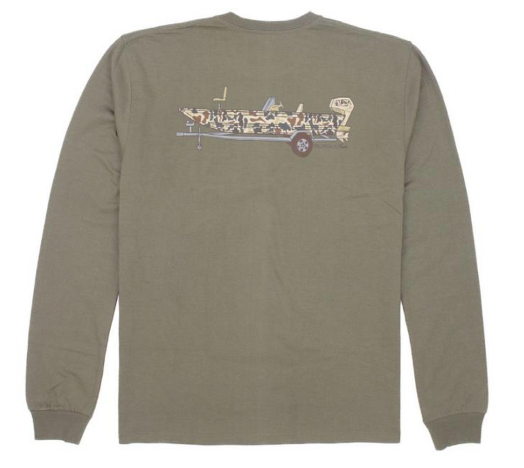 Camo Boat Long Sleeve Tee- Tan