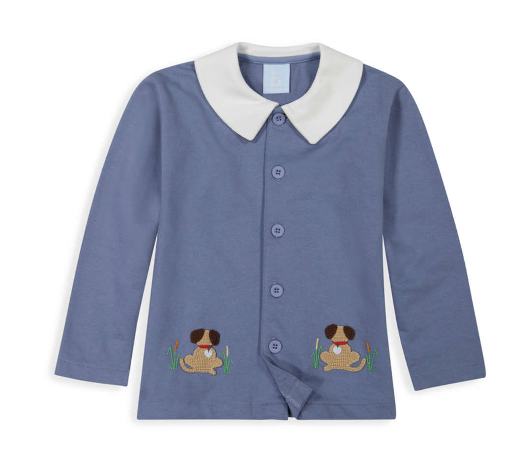 Crochet Tibby Topper- Steel Blue/Labradors