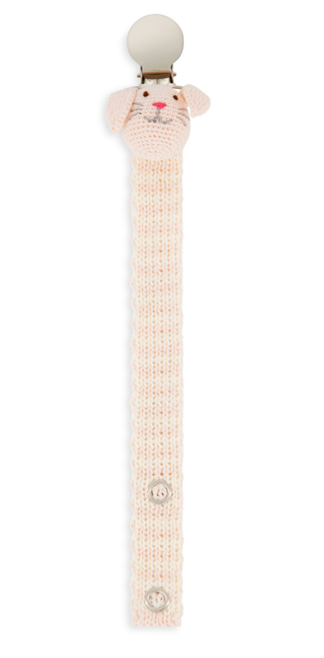 Crochet Pacifdier Clip- Rose Bunny