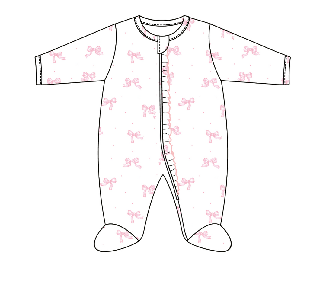 Pretty Bows Footie with Ruffles