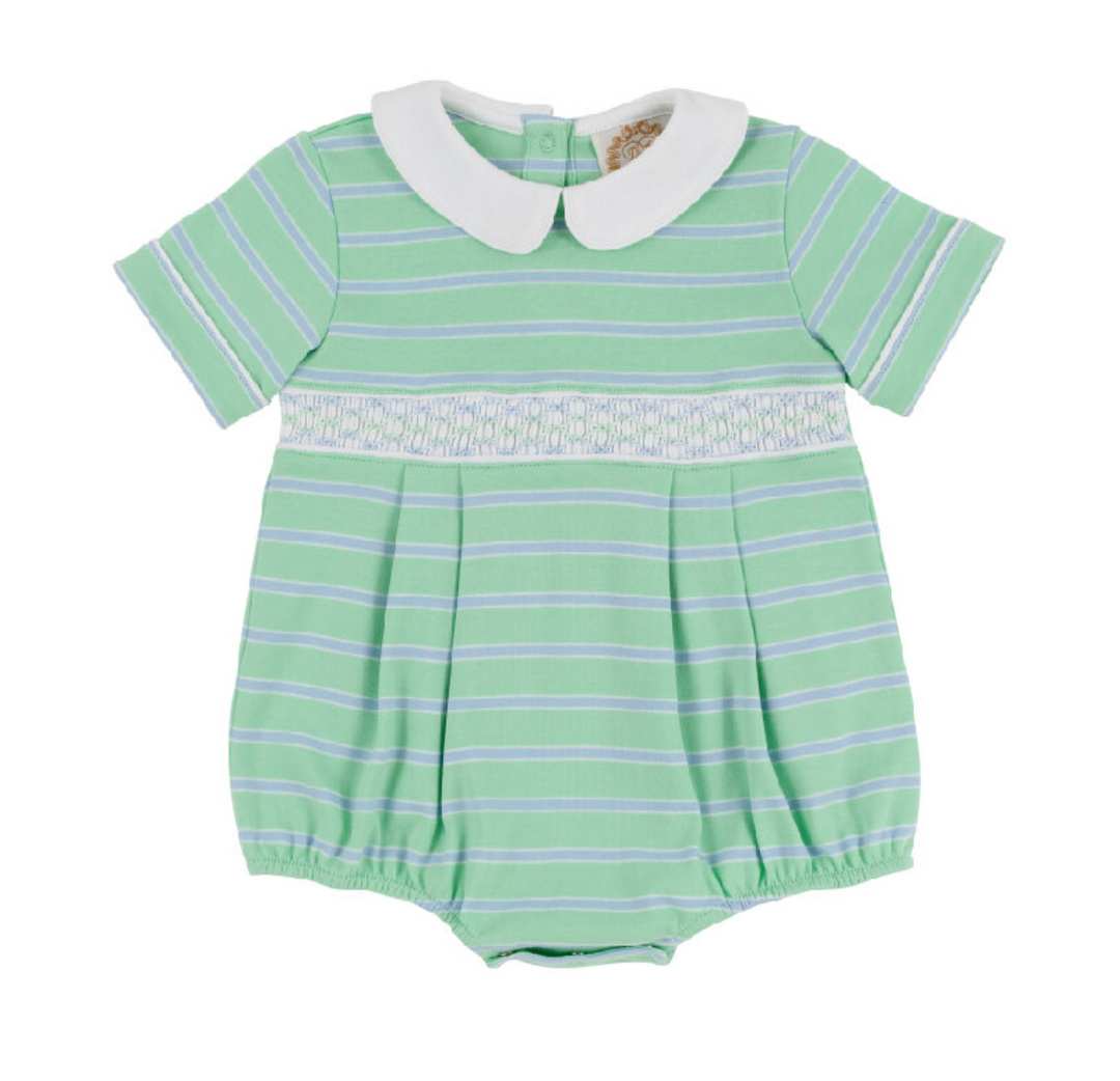 Smocked Bradford Bubble- Grace Bay Green/Beale Street Blue/Worth Avenue White