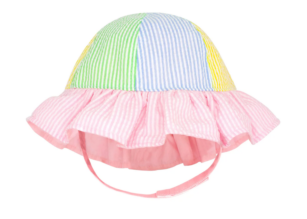 Seersucker Ruffle Brim Sun Hat