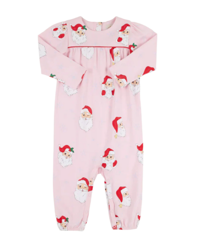 Penny's Playsuit LS- Dear Santa-Palm Beach Pink with Richmond Red