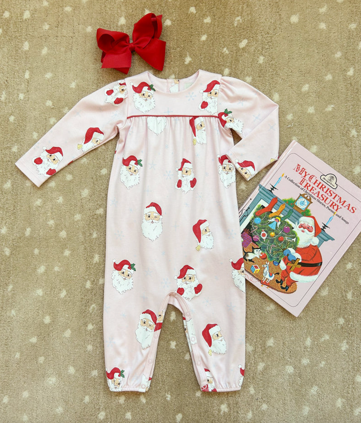 Penny's Playsuit LS- Dear Santa-Palm Beach Pink with Richmond Red