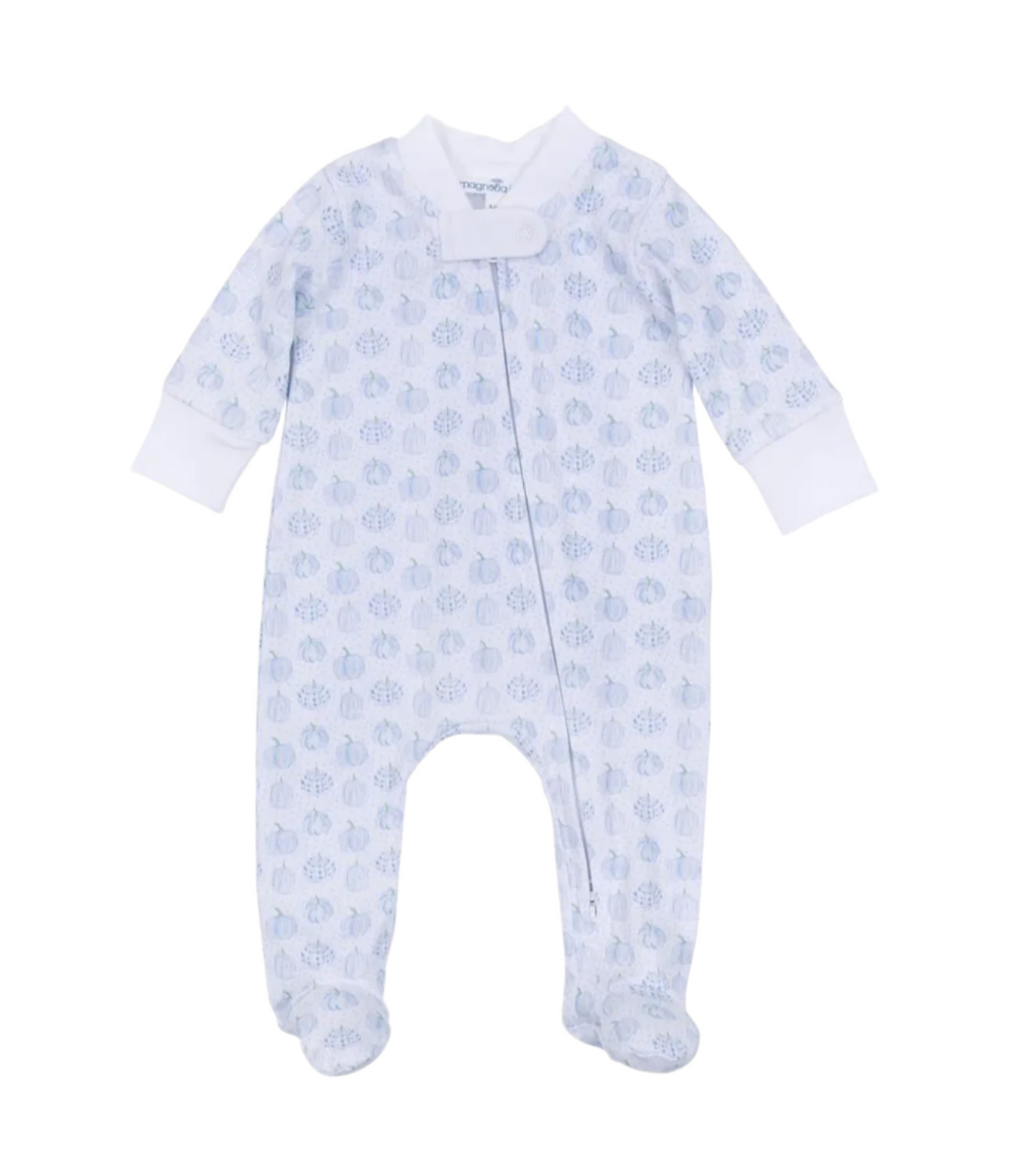 Precious Pumpkins Zipper Footie- Light Blue