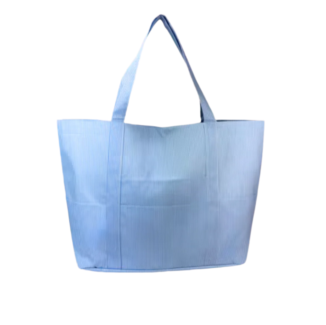 Baby Blue Preppy Stripe Big Mama Tote