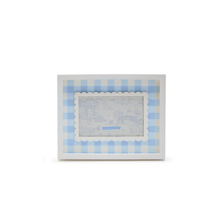 Blue Gingham Photo Frames with Scalloped Trim
