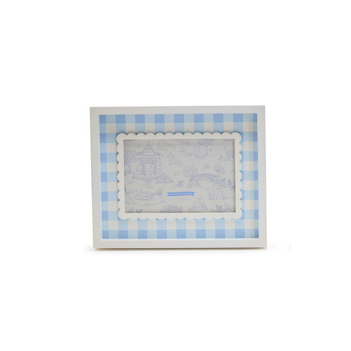 Blue Gingham Photo Frames with Scalloped Trim
