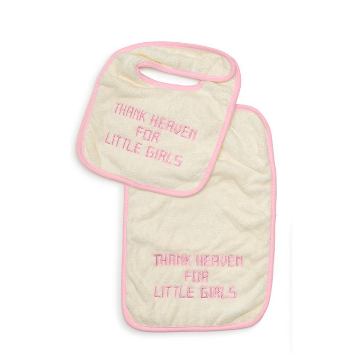 Thank Heaven Embroidered Bib and Burp Cloth Set