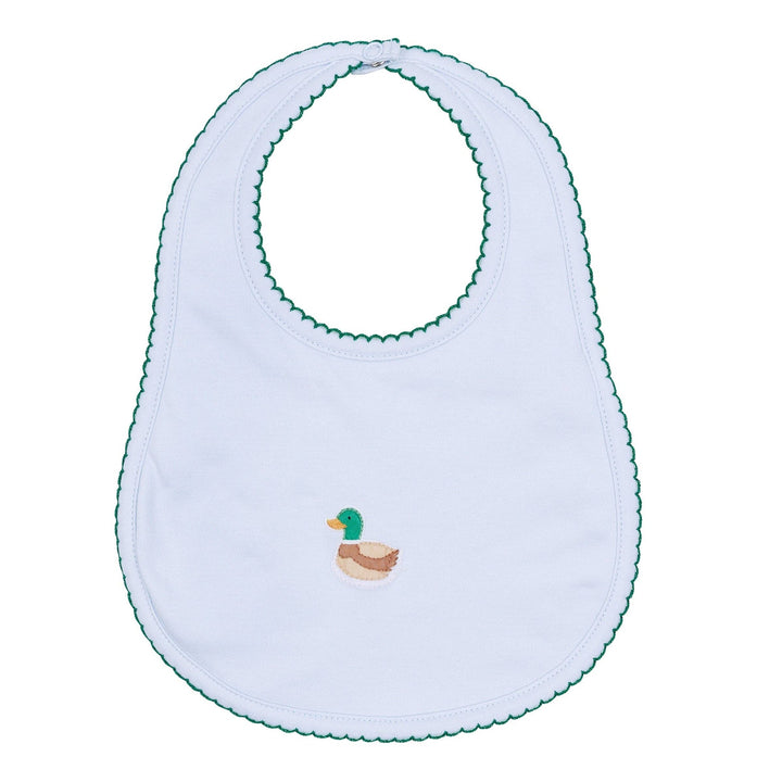 Mini Mallard Embroidered Bib- Light blue