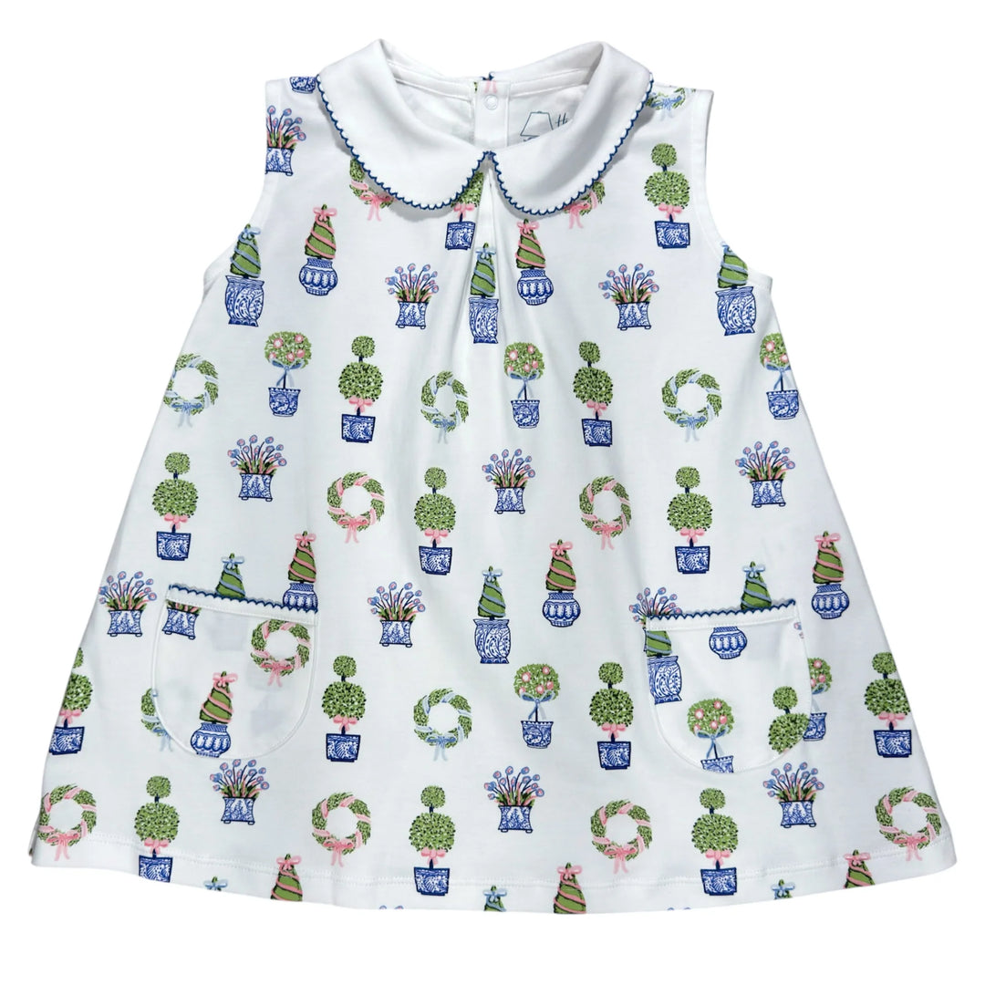 Sleeveless Pocket Twirl Dress- Spring Topiaries