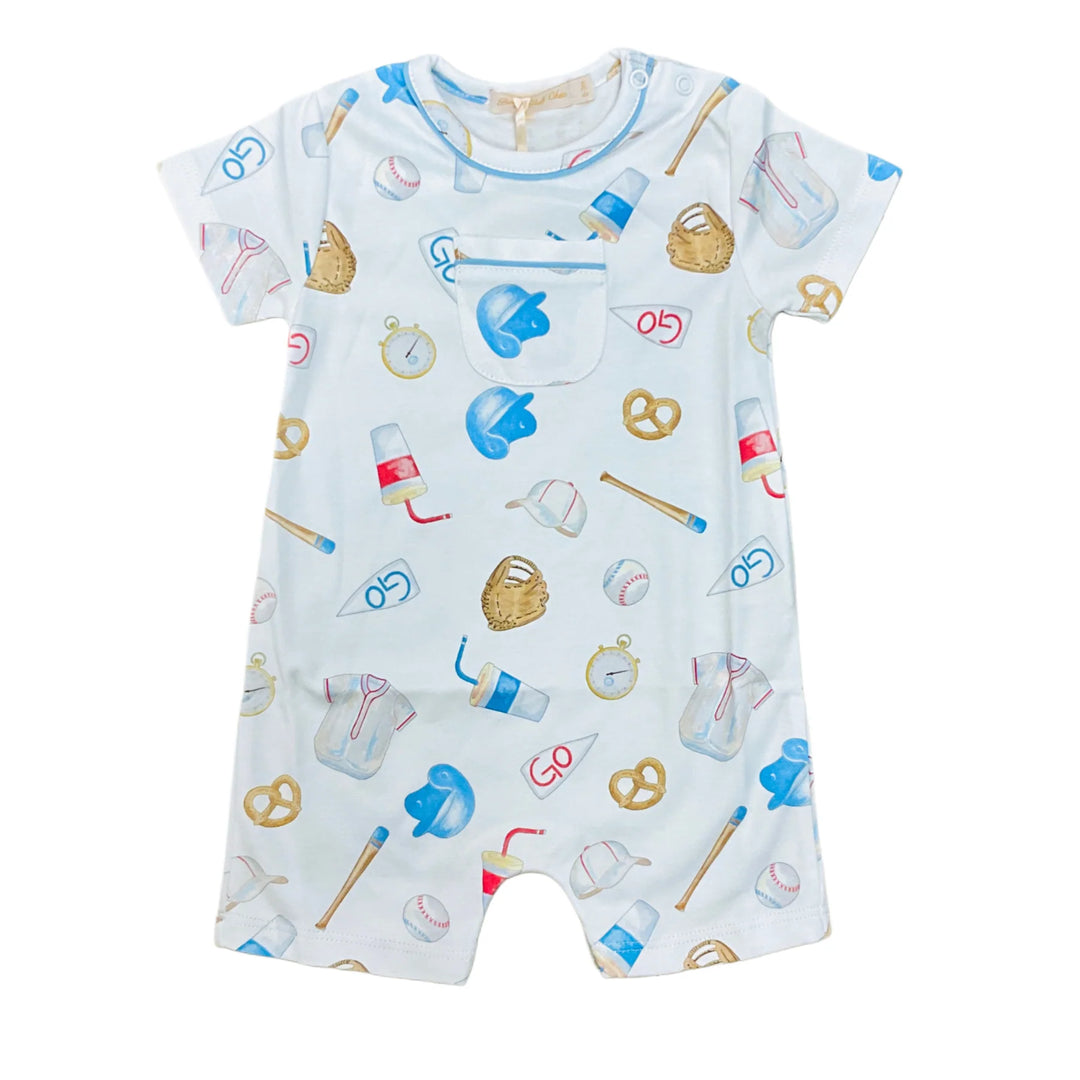 Homerun Baseball Romper with Pocket