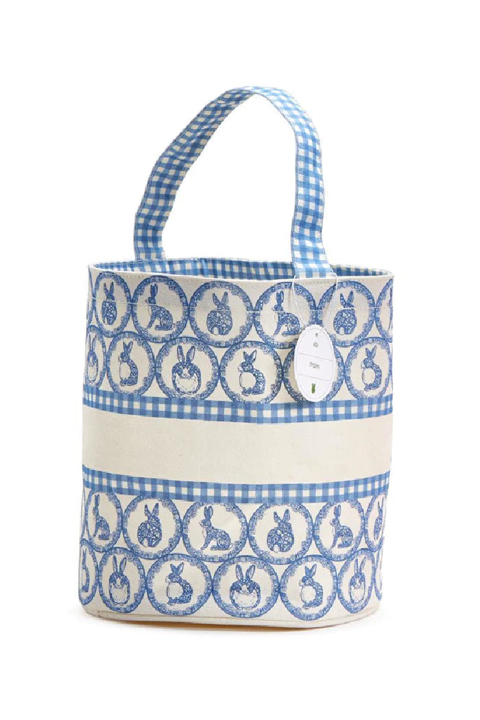 Easter Egg Hunt Bucket Bag with Bunny & Gingham Print
