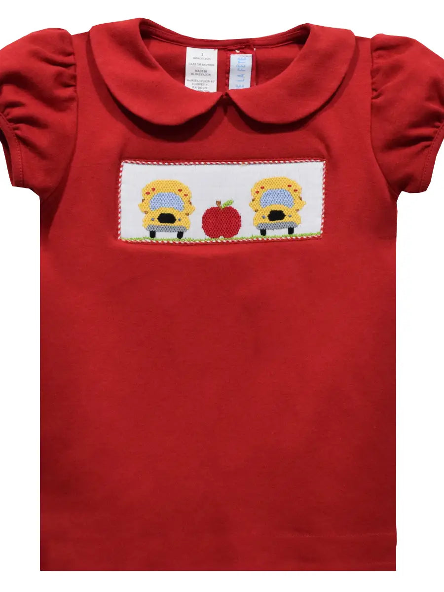 Back To School Smocked Short Sleeve Peter Pan Collar
