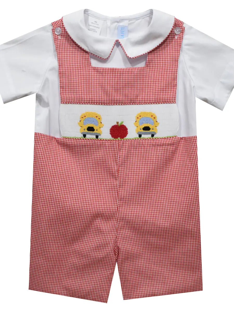 Back To School Smocked Red Cardinal Shortall & Short Sleeve