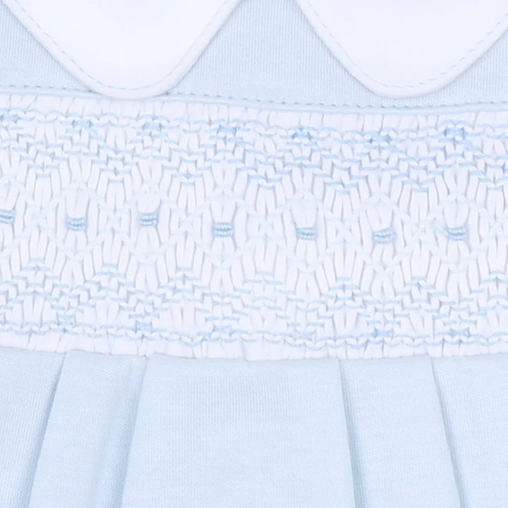 Freya & Finn Smocked Collared Footie- Blue