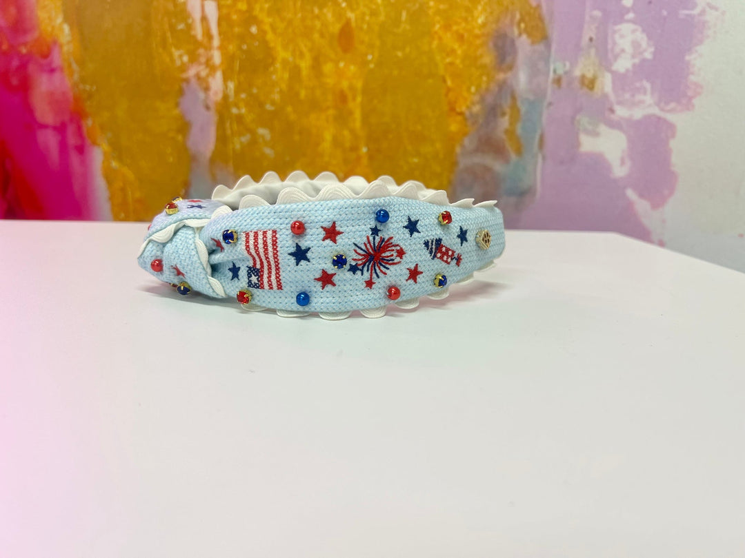 Blue Patriotic Cross-stitch Headband