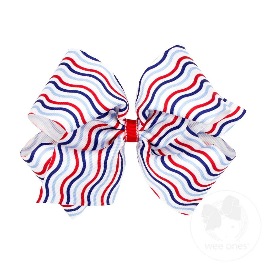 King Grosgrain Bow- Americana Flag Print