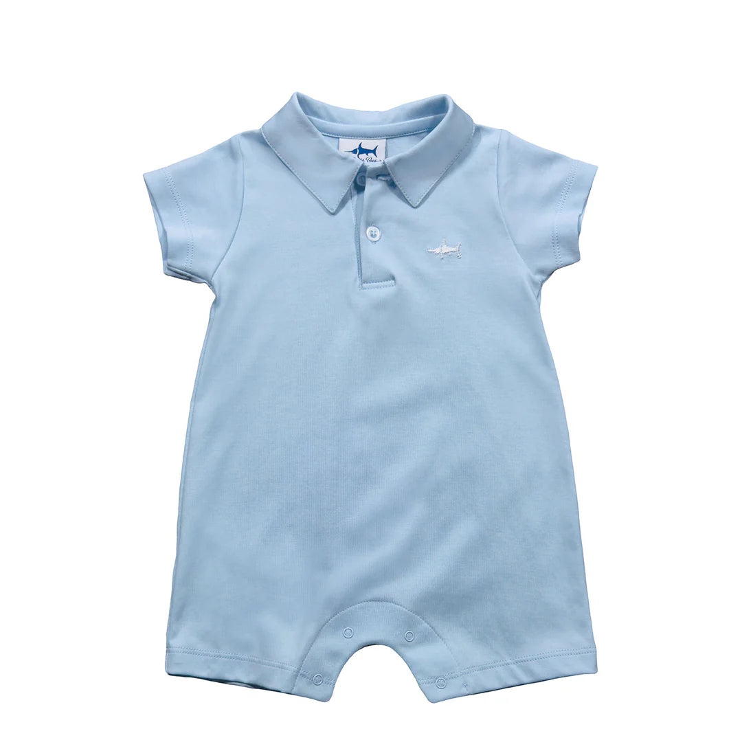 SBC Signature Pima Polo Romper- Light Blue