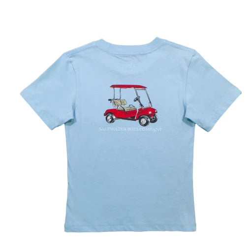 Red Golfcart SS Graphic Tee-Light Blue