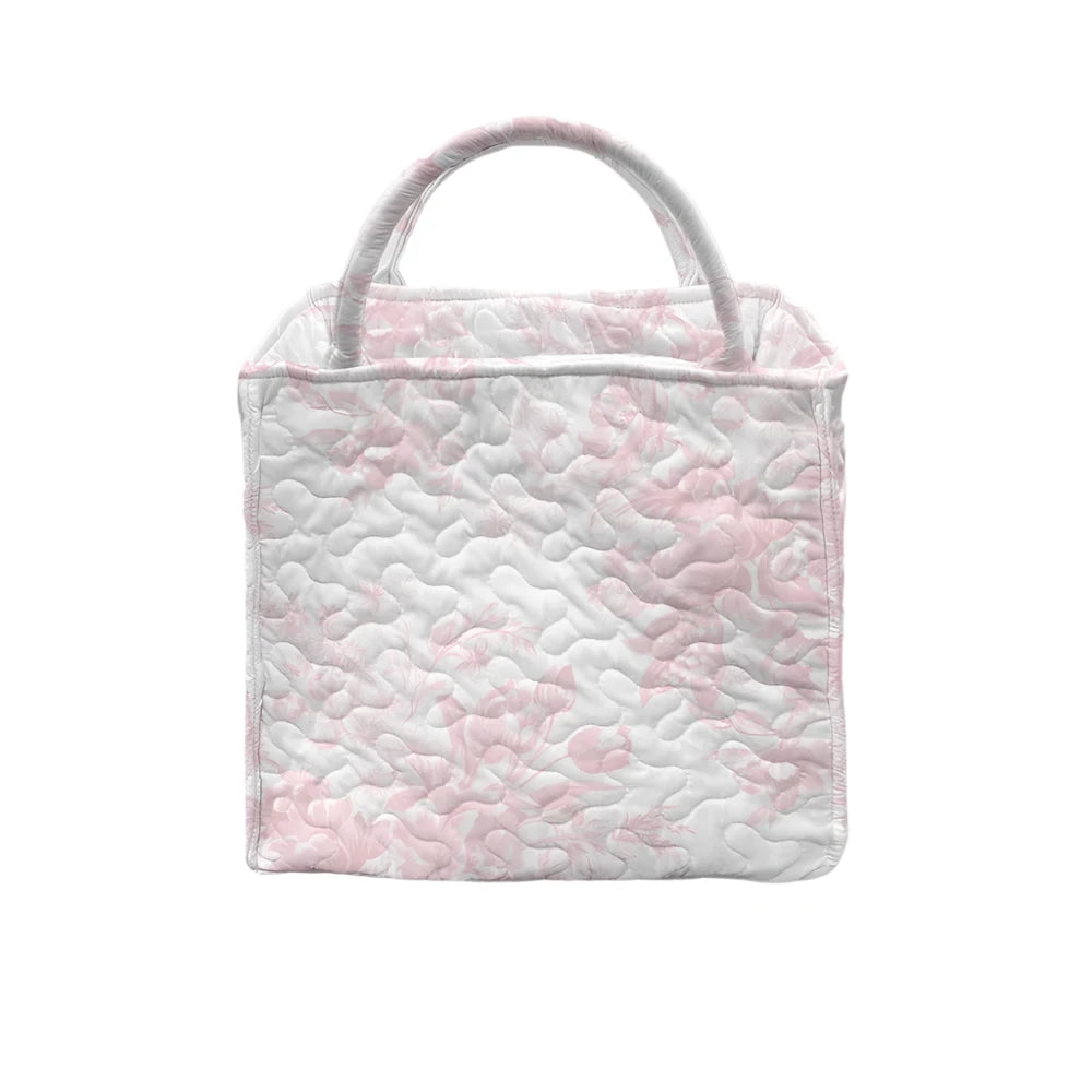 Rose Toile Pink Small Quilted Tote