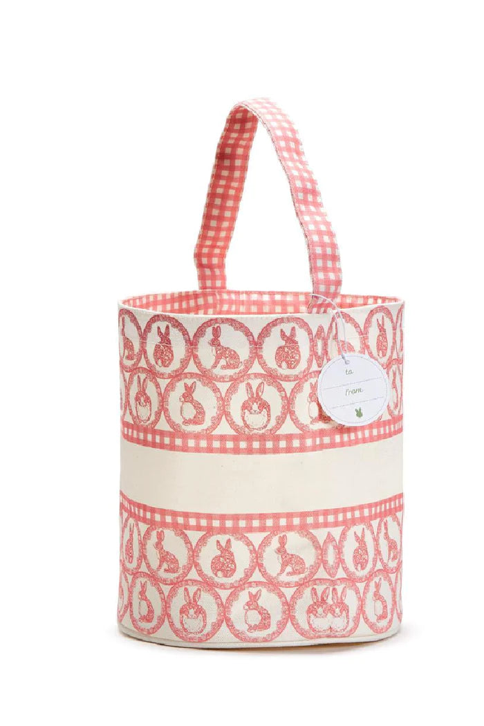 Easter Egg Hunt Bucket Bag with Bunny & Gingham Print