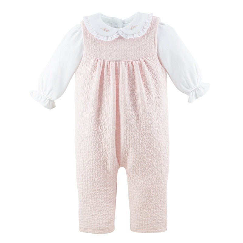 Hearts Overall with Embroidered Collar Shirt