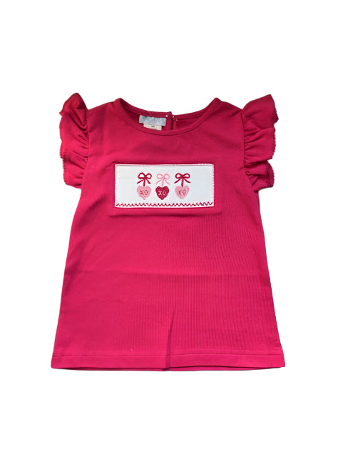 Valentine Sweets Smocked Fucsia Flutter Sleeve Top