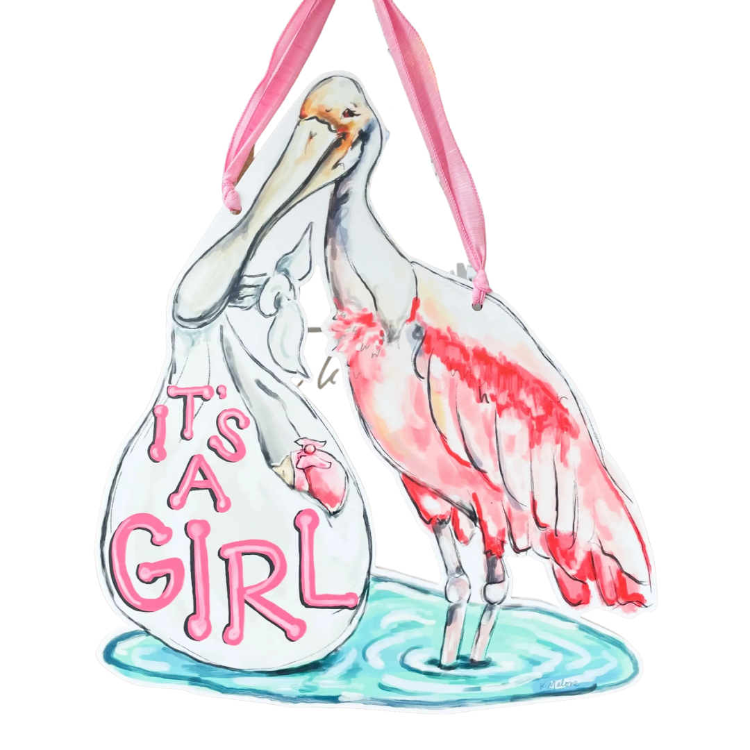 It's A Girl - Spoonbill Door Hanger