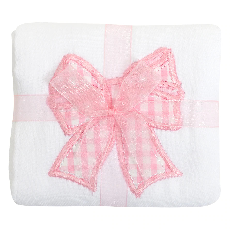 Pink Bow Burp Cloth