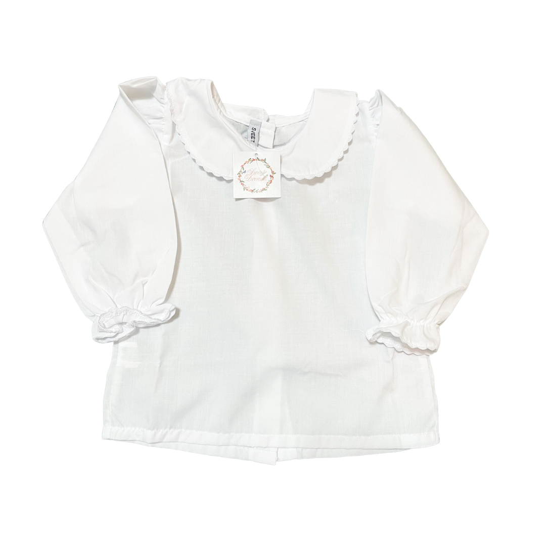 Ruffle Peter Pan Collared White Top