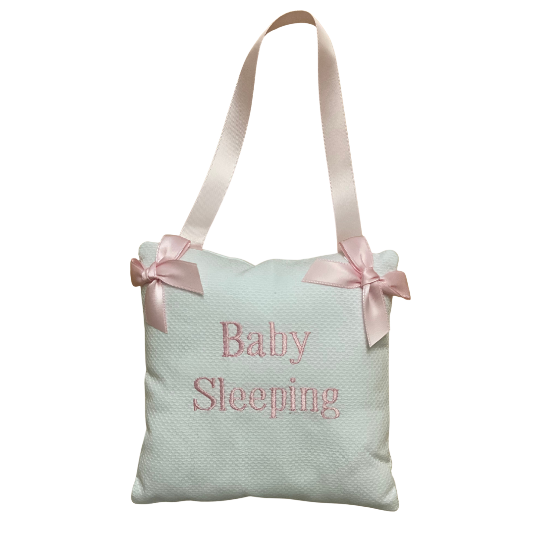 Pink "Baby Sleeping" Hanging Door Pillow