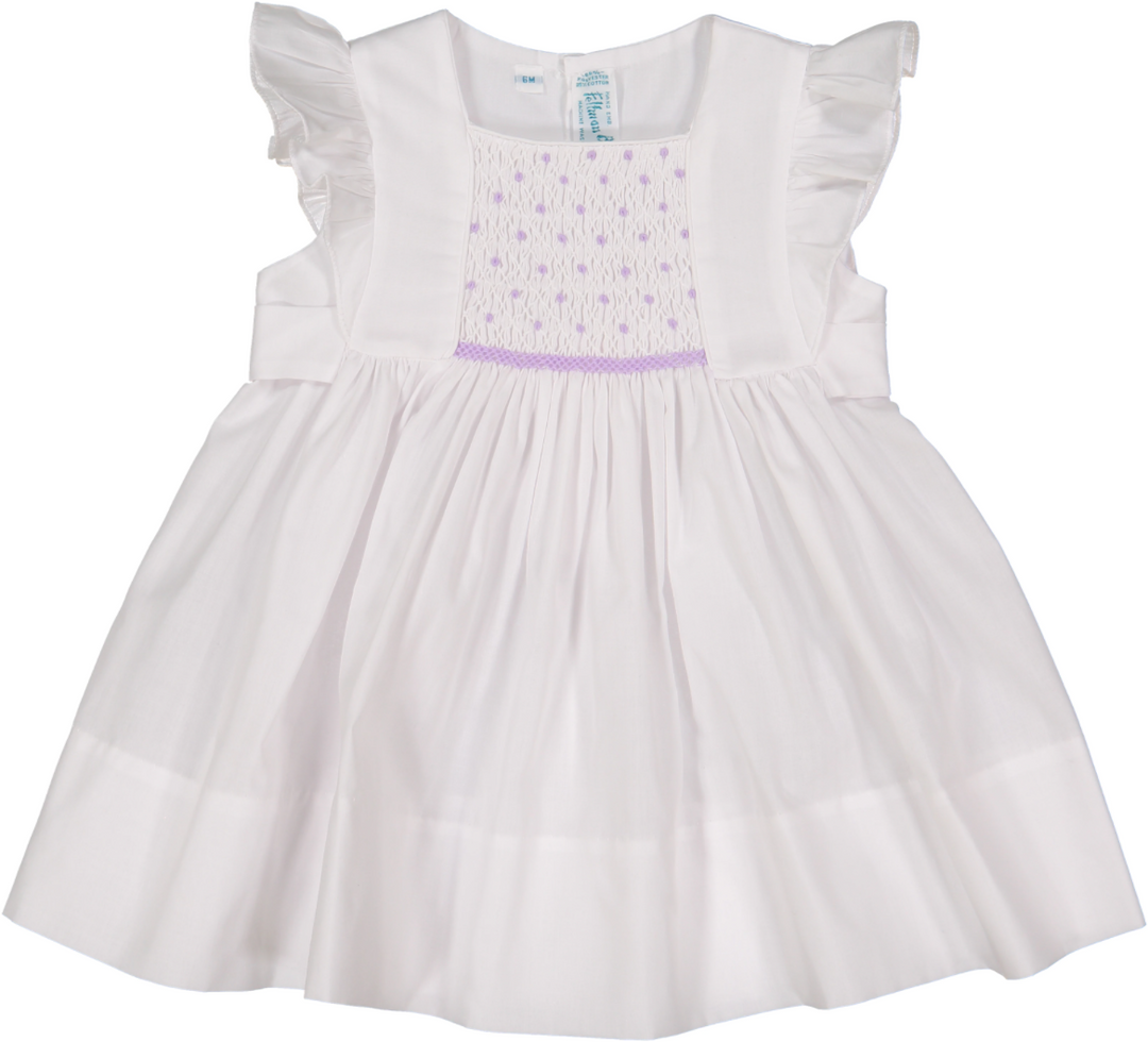 Lavender Smocked Flutter Dress