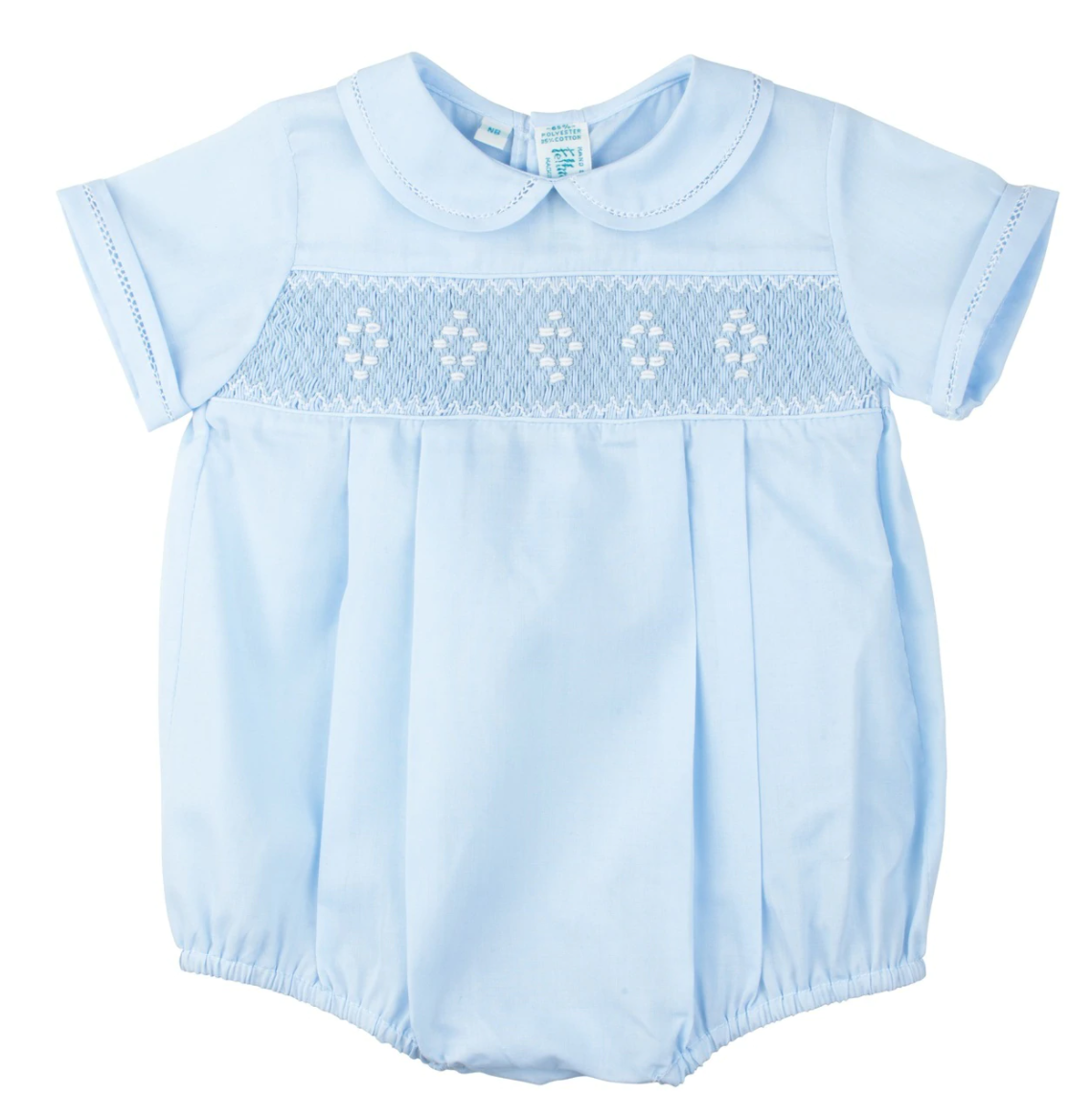 Smocked Embroidered Diamond Creeper White