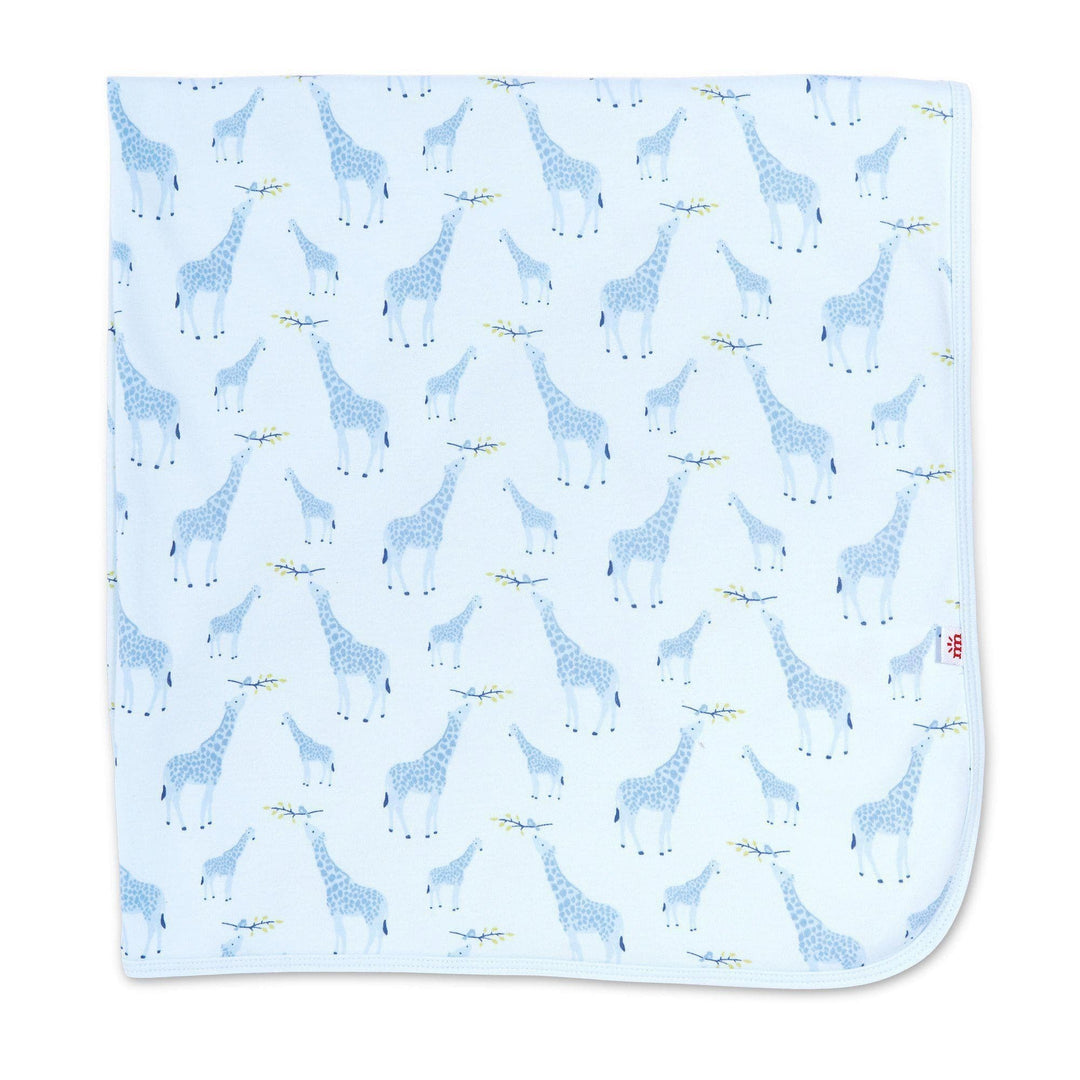 Blue Jolie Giraffe Organic Cotton Swaddle Blanket