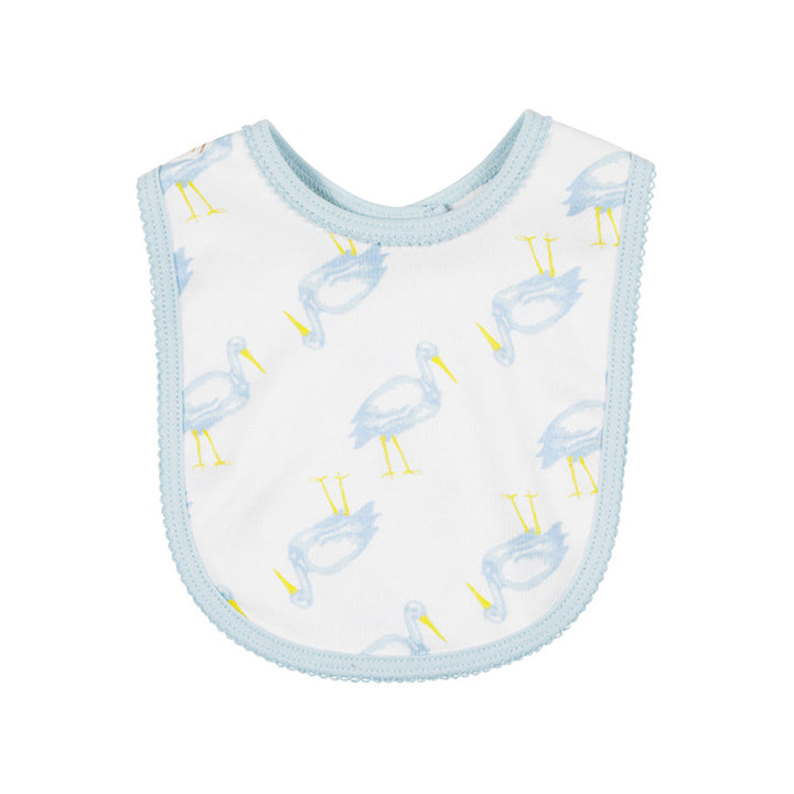Burp Me Bib- Sir Proper Stork with Buckhead Blue