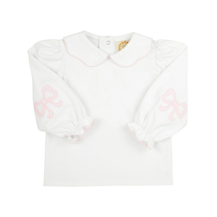 Emma's Elbow Patch Top-  Worth Avenue White/Palm Beach Pink