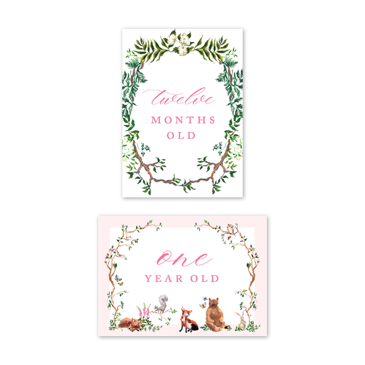 Woodland Pink Milestone Cards