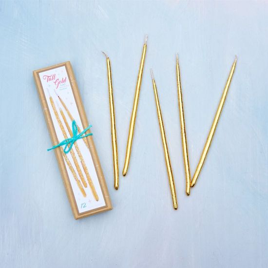 Gold Party Candle, Set of 12