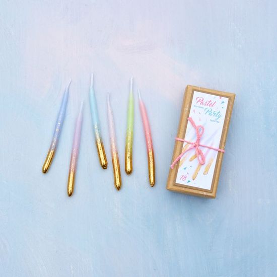 Small Pastel Party Candle, Set of 18