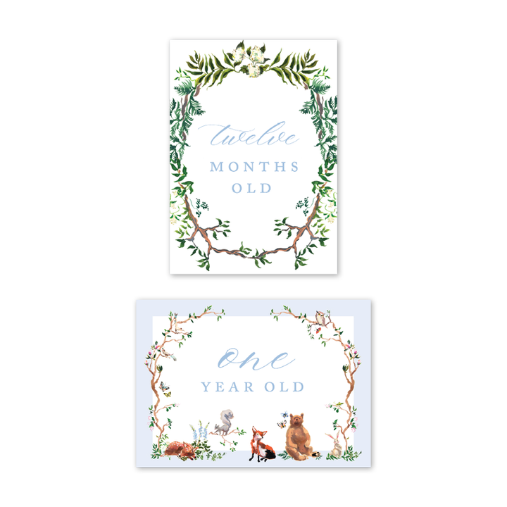 Woodland Blue Milestone Cards