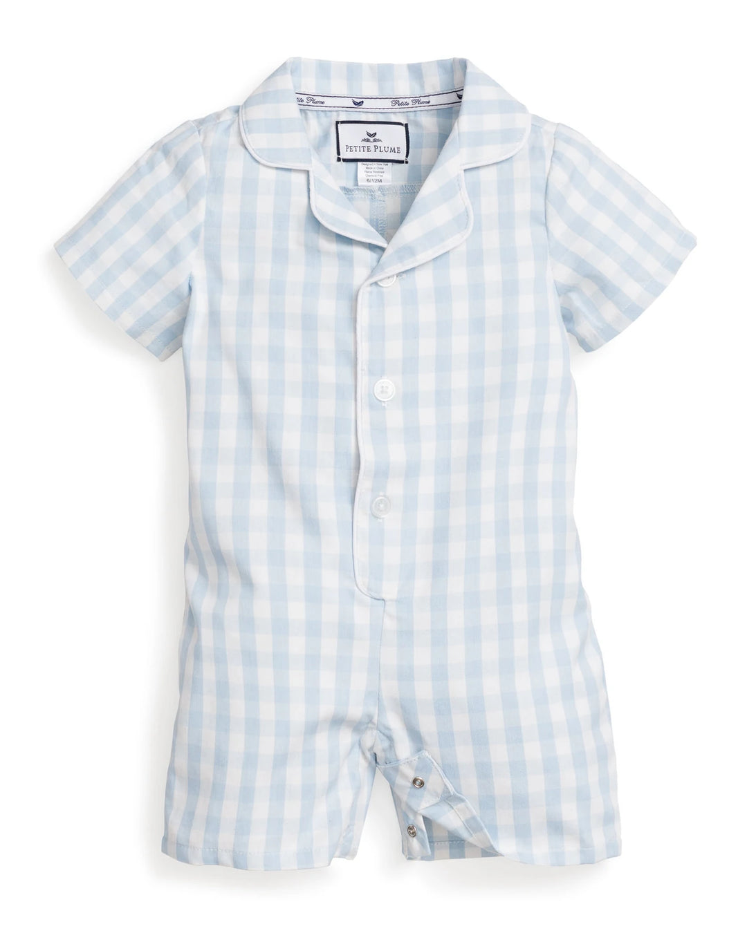 Light Blue Gingham Summer Romper