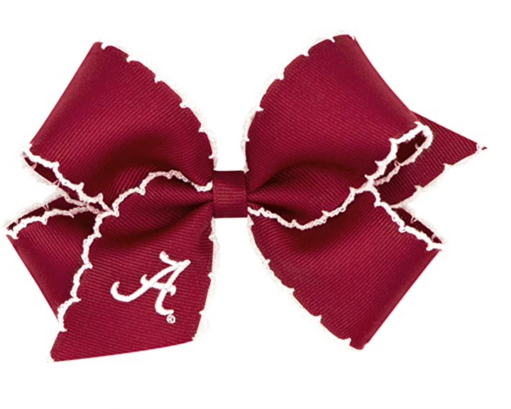 Medium College Embroidered Moonstitch Bow