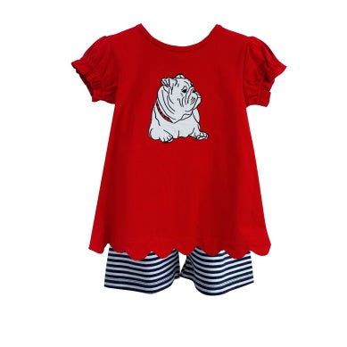 Red & Black Girl's Shorts Set