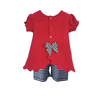 Red & Black Girl's Shorts Set